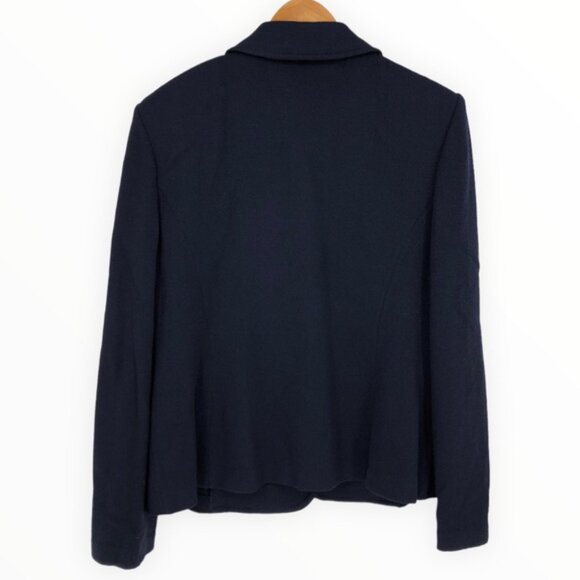St. John Basics Navy Logo Button Santana Knit Blazer Long Sleeve size 16 - Picture 7 of 11